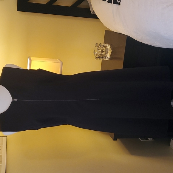 TAHARI DRESS, size 10, black, sleeveless, front zipper, good. - Picture 2 of 8